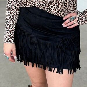 Fort Worth Womens Fringe Western Skirt Black New